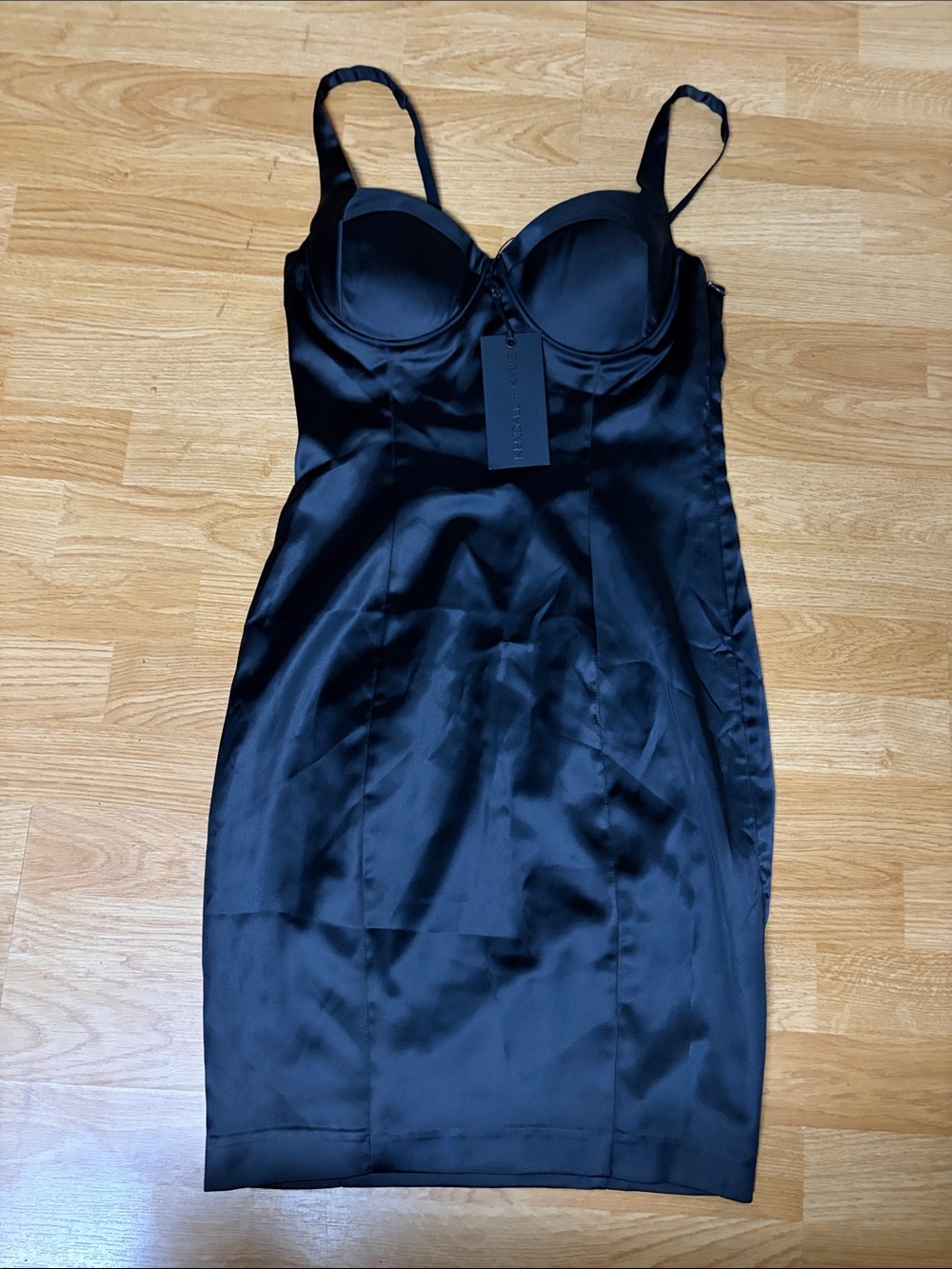 Kendall & Kylie Black Satin Mini Dress